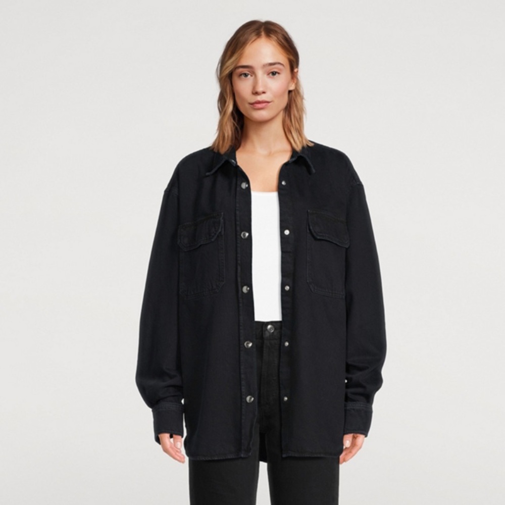 TNA oversized denim shirt black